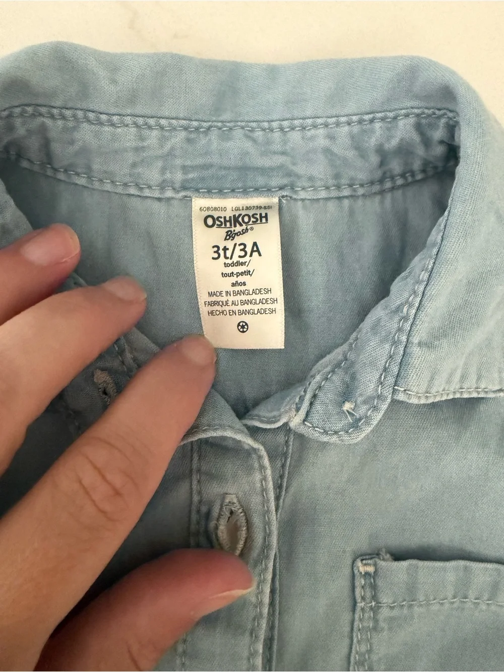 OshKosh B'gosh Light Blue Chambray Button-Front dress 3T NWT